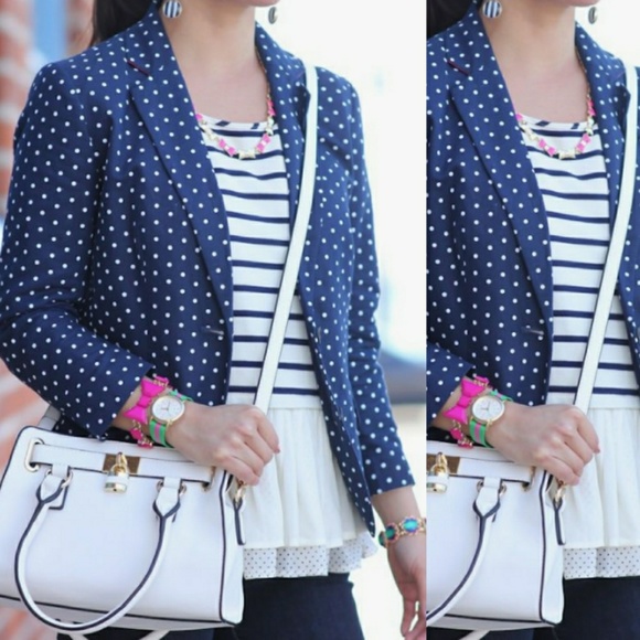 Talbots Jackets & Blazers - Talbots navy & white polka dot button blazer
